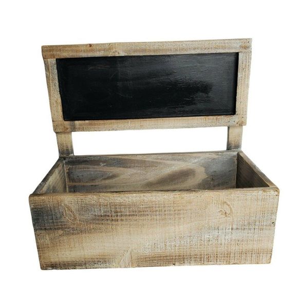 Vintage Wooden Chalkboard Box Display Decor White Washed 13" x 12" x 7" - Picture 1 of 12